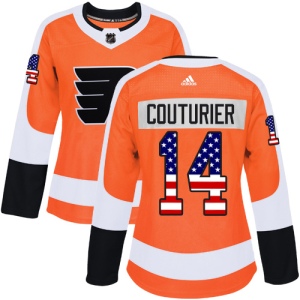 Women's Sean Couturier Philadelphia Flyers Authentic USA Flag Fashion Jersey - Orange