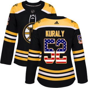 Women's Sean Kuraly Boston Bruins Authentic USA Flag Fashion Jersey - Black