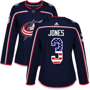 Women's Seth Jones Columbus Blue Jackets Authentic USA Flag Fashion Jersey - Navy Blue