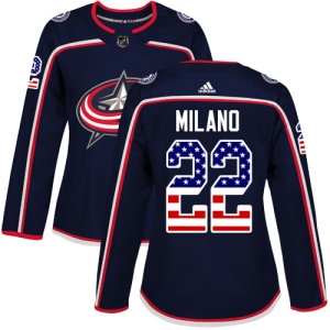 Women's Sonny Milano Columbus Blue Jackets Authentic USA Flag Fashion Jersey - Navy Blue