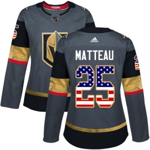 Women's Stefan Matteau Vegas Golden Knights Authentic Gray USA Flag Fashion Jersey - Gold