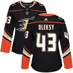 Women's Steven Oleksy Anaheim Ducks Authentic Home Jersey - Black