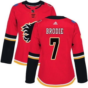 Women's T.J. Brodie Calgary Flames Authentic Home Jersey - Red