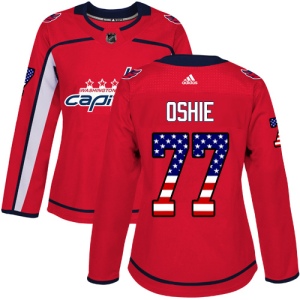 Women's T.J. Oshie Washington Capitals Authentic USA Flag Fashion Jersey - Red