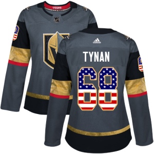 Women's T.J. Tynan Vegas Golden Knights Authentic Gray USA Flag Fashion Jersey - Gold