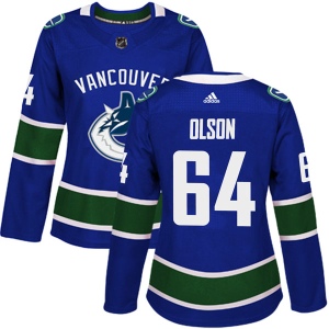 Women's Tate Olson Vancouver Canucks Authentic Home Jersey - Blue