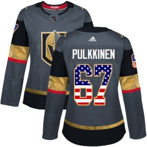 Women's Teemu Pulkkinen Vegas Golden Knights Authentic Gray USA Flag Fashion Jersey - Gold