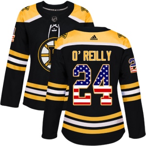 Women's Terry O'Reilly Boston Bruins Authentic USA Flag Fashion Jersey - Black