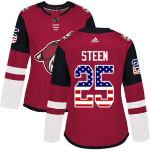 Women's Thomas Steen Arizona Coyotes Authentic USA Flag Fashion Jersey - Red