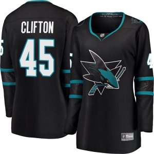 Women's Tim Clifton San Jose Sharks Breakaway Alternate Jersey - Black