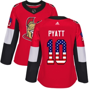 Women's Tom Pyatt Ottawa Senators Authentic USA Flag Fashion Jersey - Red