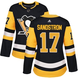 Women's Tomas Sandstrom Pittsburgh Penguins Authentic Home Jersey - Black