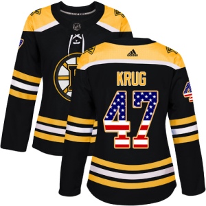 Women's Torey Krug Boston Bruins Authentic USA Flag Fashion Jersey - Black