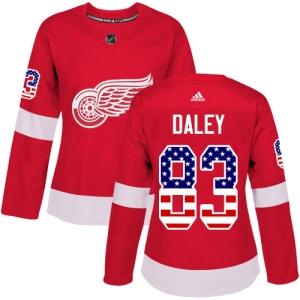 Women's Trevor Daley Detroit Red Wings Authentic USA Flag Fashion Jersey - Red