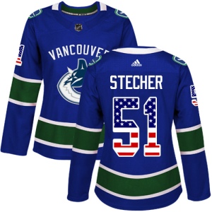 Women's Troy Stecher Vancouver Canucks Authentic USA Flag Fashion Jersey - Blue