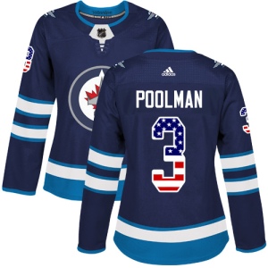 Women's Tucker Poolman Winnipeg Jets Authentic USA Flag Fashion Jersey - Navy Blue