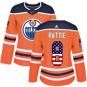 Women's Ty Rattie Edmonton Oilers Authentic USA Flag Fashion Jersey - Orange