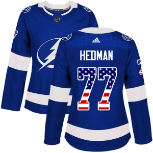 Women's Victor Hedman Tampa Bay Lightning Authentic USA Flag Fashion Jersey - Blue