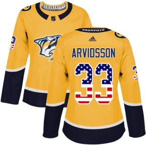 Women's Viktor Arvidsson Nashville Predators Authentic USA Flag Fashion Jersey - Gold