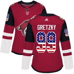 Women's Wayne Gretzky Arizona Coyotes Authentic USA Flag Fashion Jersey - Red