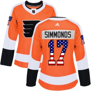 Women's Wayne Simmonds Philadelphia Flyers Authentic USA Flag Fashion Jersey - Orange