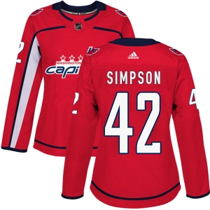 Women's Wayne Simpson Washington Capitals Authentic Home Jersey - Red