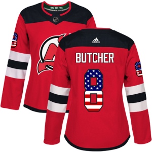 Women's Will Butcher New Jersey Devils Authentic USA Flag Fashion Jersey - Red