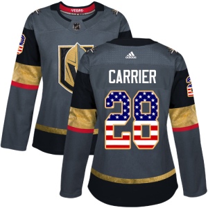 Women's William Carrier Vegas Golden Knights Authentic Gray USA Flag Fashion Jersey - Gold