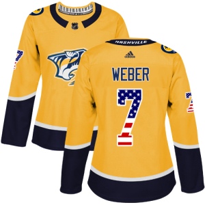 Women's Yannick Weber Nashville Predators Authentic USA Flag Fashion Jersey - Gold