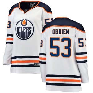 Women's Zach Obrien Edmonton Oilers Authentic Away Breakaway Jersey - White