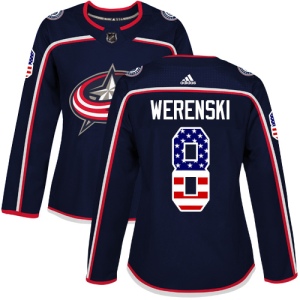 Women's Zach Werenski Columbus Blue Jackets Authentic USA Flag Fashion Jersey - Navy Blue