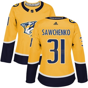 Women's Zachary Sawchenko Nashville Predators Authentic Home Jersey - Gold