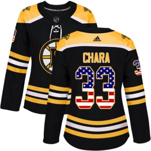 Women's Zdeno Chara Boston Bruins Authentic USA Flag Fashion Jersey - Black