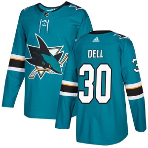 Youth Aaron Dell San Jose Sharks Authentic Teal Home Jersey - Green