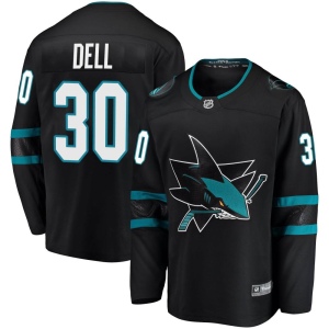 Youth Aaron Dell San Jose Sharks Breakaway Alternate Jersey - Black