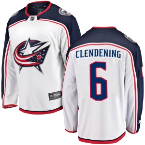 Youth Adam Clendening Columbus Blue Jackets Breakaway Away Jersey - White