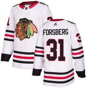 Youth Anton Forsberg Chicago Blackhawks Authentic Away Jersey - White