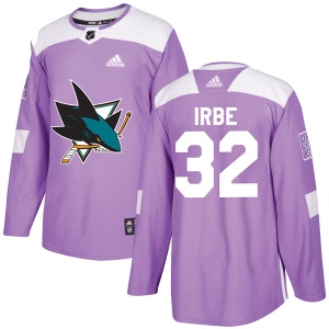 Youth Arturs Irbe San Jose Sharks Authentic Hockey Fights Cancer Jersey - Purple