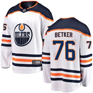 Youth Ben Betker Edmonton Oilers Authentic Away Breakaway Jersey - White