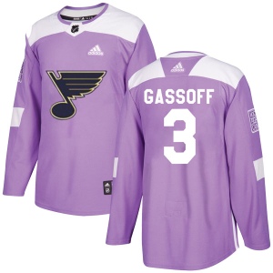 Youth Bob Gassoff St. Louis Blues Authentic Hockey Fights Cancer Jersey - Purple