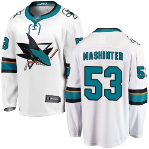 Youth Brandon Mashinter San Jose Sharks Breakaway Away Jersey - White