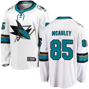 Youth Colby McAuley San Jose Sharks Breakaway Away Jersey - White