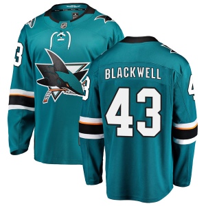 Youth Colin Blackwell San Jose Sharks Breakaway Teal Home Jersey - Black