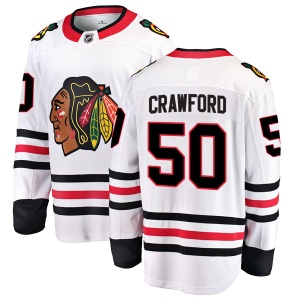 Youth Corey Crawford Chicago Blackhawks Breakaway Away Jersey - White