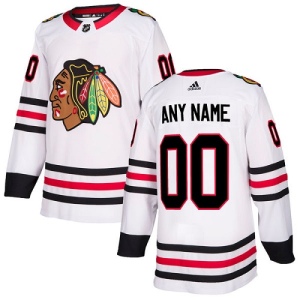 Youth Custom Chicago Blackhawks Authentic Away Jersey - White