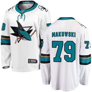 Youth David Makowski San Jose Sharks Breakaway Away Jersey - White