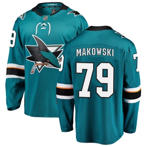 Youth David Makowski San Jose Sharks Breakaway Home Jersey - Teal