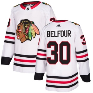 Youth ED Belfour Chicago Blackhawks Authentic Away Jersey - White