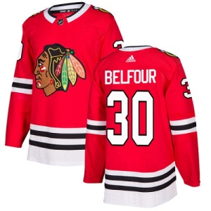 Youth ED Belfour Chicago Blackhawks Authentic Home Jersey - Red