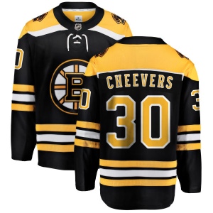 Youth Gerry Cheevers Boston Bruins Home Breakaway Jersey - Black